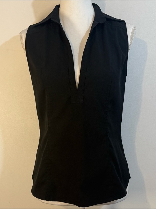 Tops - Express Stretch Black Sleeveless Split Neck Top Women’s Size 6 Career Office Top